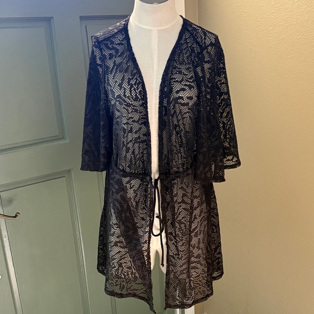 Catalina Black Lace Kimono Cover-Up